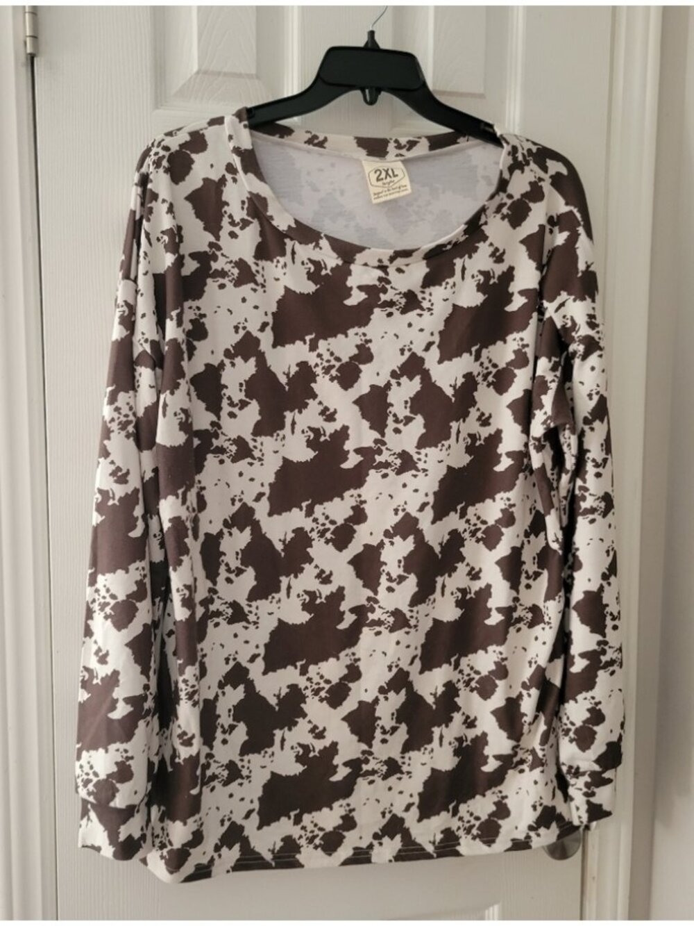 knit cow print top